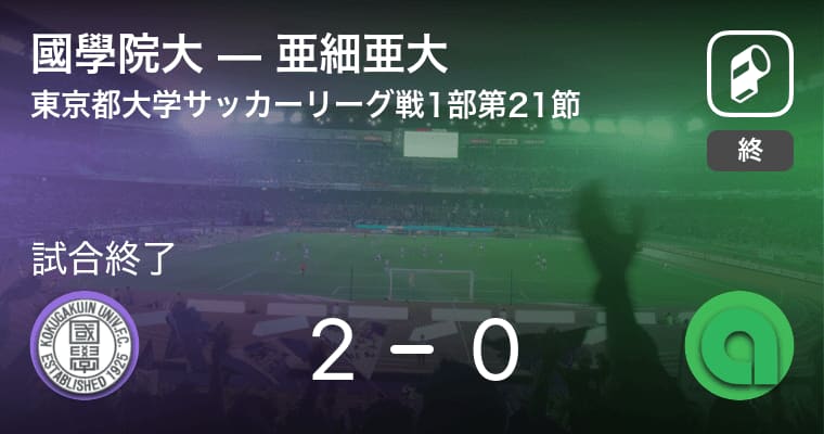 【東京都大学サッカーリーグ戦1部第21節】國學院大が亜細亜大との一進一退を制す